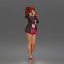 woman Drinking In Long Cardigan Tank Ruffled Skirt Sandals