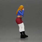 Troubled Woman in Stylish Outfit Holding Head in Deep Thought - Only-Games