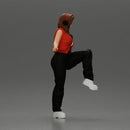 Woman in Headphones Lifting Leg in Stylish Streetwear - Only-Games