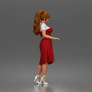 Woman standing In Belted Pinafore Dress Over Blouse With Heeled Sandals