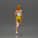 Woman with short hair wearing white top and yellow shorts running - Only-Games