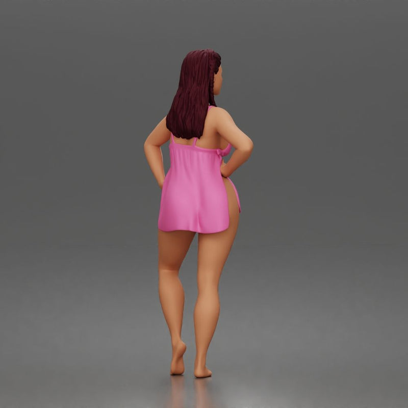 Barefoot Woman In Swimwear Cover Posing With Hands On Hips - Only-Games