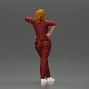 woman in jumpsuit leaning pointing forward ready for action - Only-Games