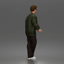 Man standing In Bomber Jacket Tee Trousers Sneakers And Sunglasses