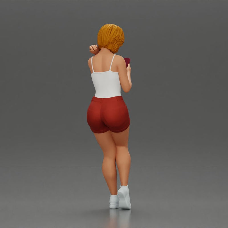 Girl casually checking her phone while striking a relaxed pose - Only-Games
