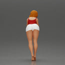Confident Girl in Red Top and White Shorts, Posing Playfully - Only-Games
