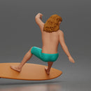 Surfer Man Riding Surfboard Shirtless Board Shorts