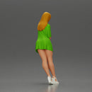 Stylish Woman in Green Dress and White Heels with Pose - Only-Games