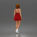 Standing woman in Sleeveless Bow Dress With Platform Ankle Boots