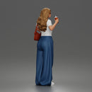 Standing Drinking In Tee Wide-Leg Jeans Sunglasses Bag And Sneakers