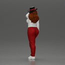 woman in red pants striking stylish pose with hat - Only-Games