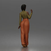 Confident woman flaunts cold shoulder crop turtleneck wide leg trousers - Only-Games