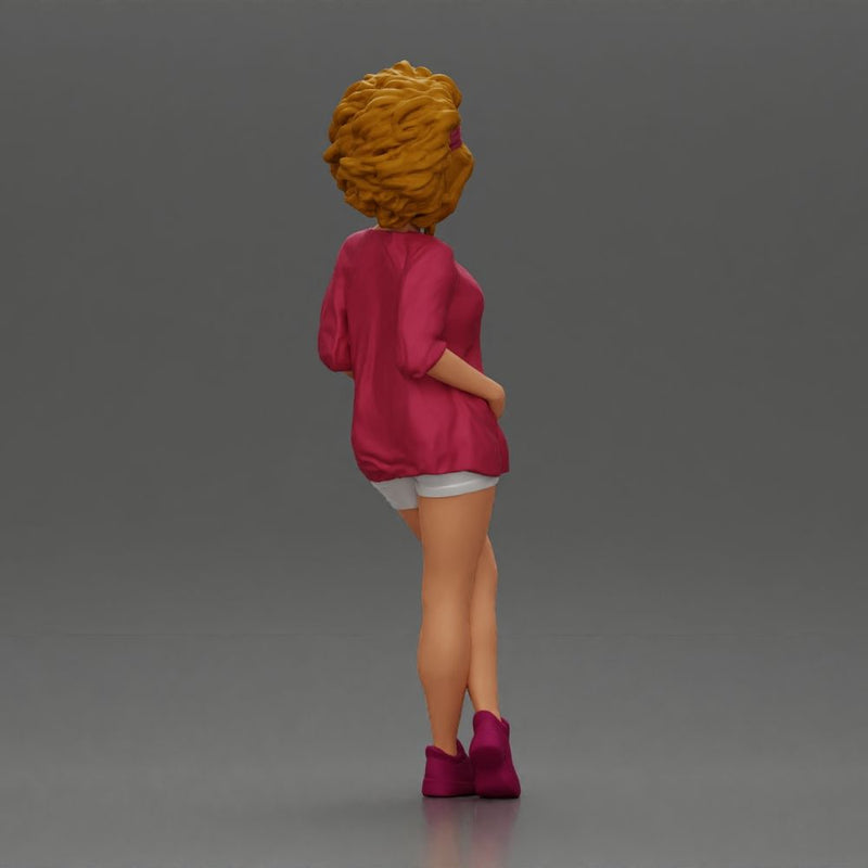 Stylish woman posing confidently with voluminous hair and trendy outfit - Only-Games