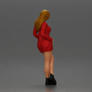 Stylish woman in red blazer dress and boots posing with crossed legs - Only-Games