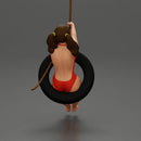 Sexy Girl in onepiece Enjoying a Fun Swinging Adventure on Tire - Only-Games