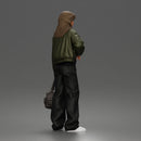Confident Hand On Hip Poser Holding Bag Jacket Pants Sneakers