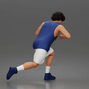 Basketball player drives forward dribbling ball wearing sleeveless jersey shorts socks sneakers - Only-Games