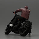 Hooded gangster man sits on motorcycle aiming a pistol with determination - Only-Games