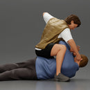 Man Confronting Opponent in Intense Struggle on the Street Man Lying on the Ground, Defending Himself from an Attack - Only-Games