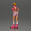 Roller skater strikes pose in pink shirt shorts and skates - Only-Games