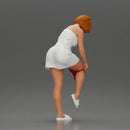 Woman in white towel lifting leg while putting on red underwear - Only-Games