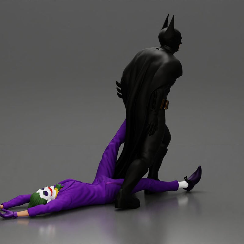 Batman dragging Joker by leg after defeating him in battle - Only-Games