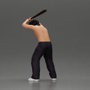 gangster man with curly hair swings baseball bat with powerful intent - Only-Games