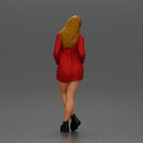 Stylish woman in red blazer dress and boots posing with crossed legs - Only-Games