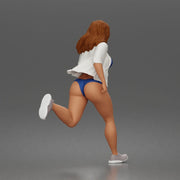 Running woman wearing bikini top and open shirt with sneakers sprinting - Only-Games