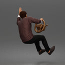 Frustrated Driver In Sweater Shirt Trousers Holding Steering Wheel