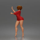 Woman in short dress barefoot expressing joy and freedom