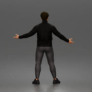 Casual presenter man character open arms pose in turtleneck sweater outfit - Only-Games