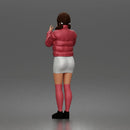woman In Puffer Jacket With Mini Skirt Thigh-Highs And Boots