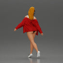 Girl lets her red jacket slip embracing freedom rhythm grace and herself fully - Only-Games