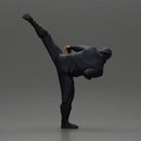 Ninja in black uniform performs high side kick with precision - Only-Games