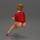 Relaxed girl in red sipping coffee enjoying a peaceful moment on the beach - Only-Games