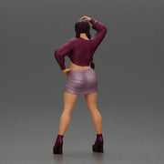 Woman in purple outfit striking a playful pose with braids and heels - Only-Games