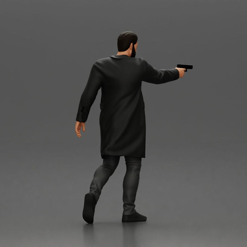 Man in Black Coat Aiming a Gun with Confident Stance - Only-Games