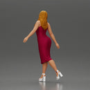 Elegant woman in red dress gracefully walking with confidence and poise - Only-Games
