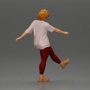 Woman in casual outfit joyfully kicks her leg with energy - Only-Games