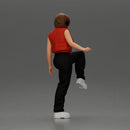 Woman in Headphones Lifting Leg in Stylish Streetwear - Only-Games