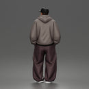 Relaxed Hooded Cap Poser Standing in Cargo Pants and Sneakers
