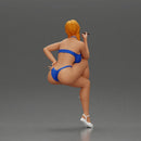 Woman sitting  with Pigtails wearing bikini smoking cigarette with contemplative gaze - Only-Games