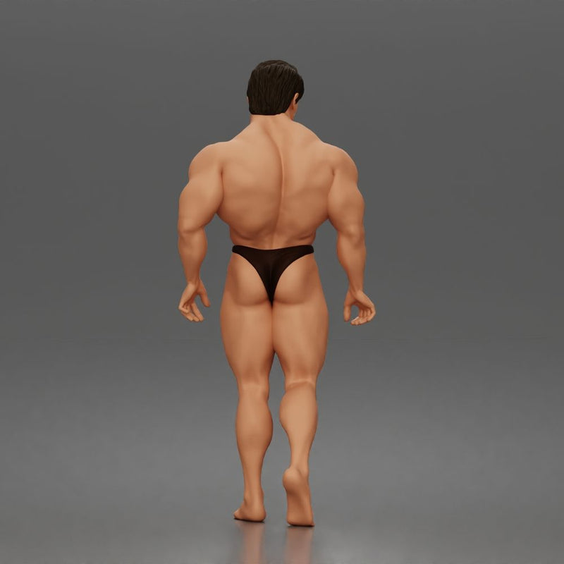 The muscular Arnold walks forward confidently showcasing his sculpted physique - Only-Games