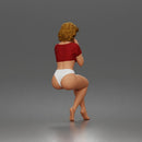 Sitting Woman Clasping Hands Near Chin In Crop Top Bottoms - Only-Games