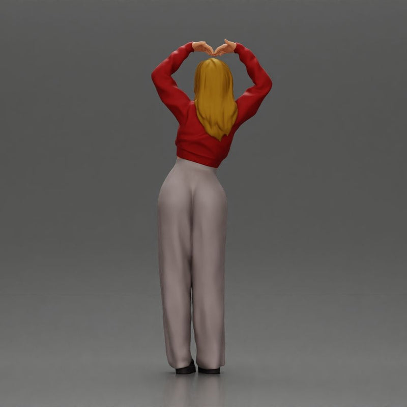 Confident woman striking a heart-shaped pose with joyful energy - Only-Games