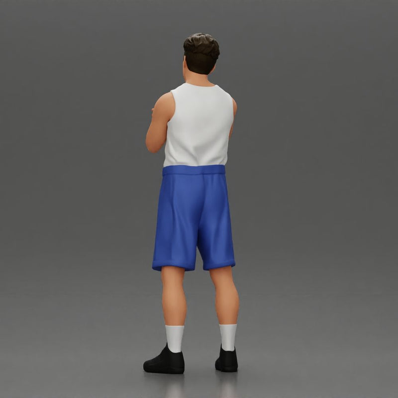 Thoughtful man stands in athletic gear pondering ideas with calm steady focus - Only-Games