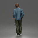 Relaxed Sky Gazer Posing in Open Shirt Pants and Sneakers