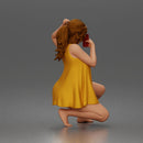 woman Kneeling Selfie In Sleeveless Dress With Bare Feet