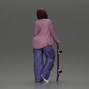 Skater girl wearing crop top cargo pants relaxed pose - Only-Games